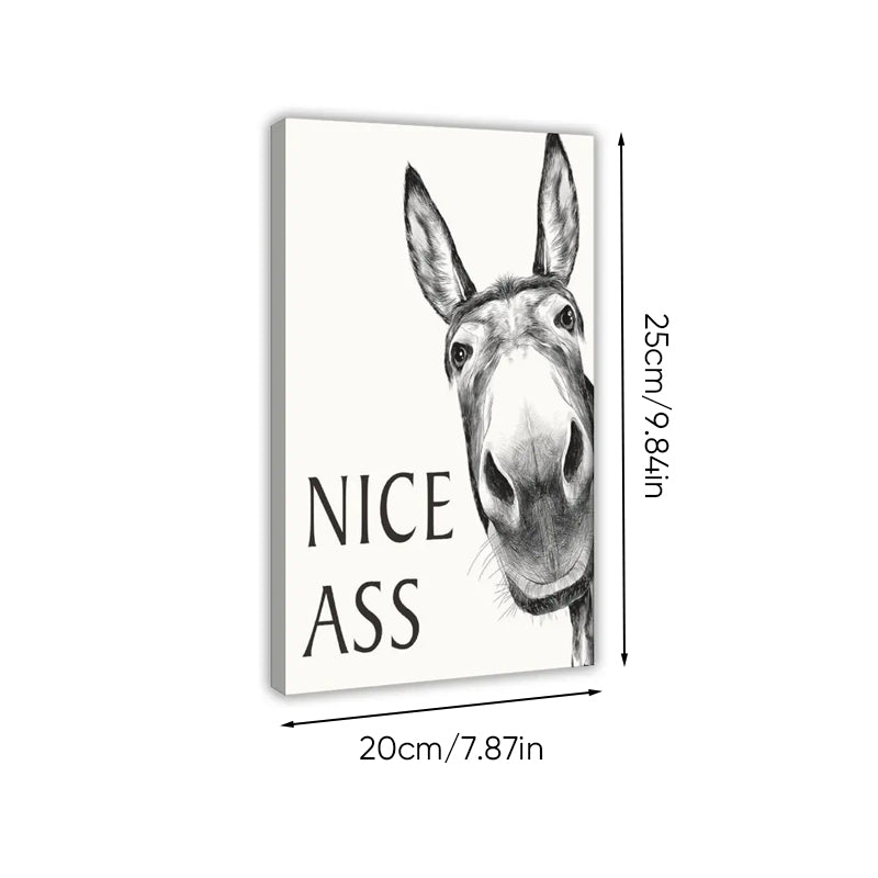 Black White Funny Donkey Canvas Art Print(Without frame)