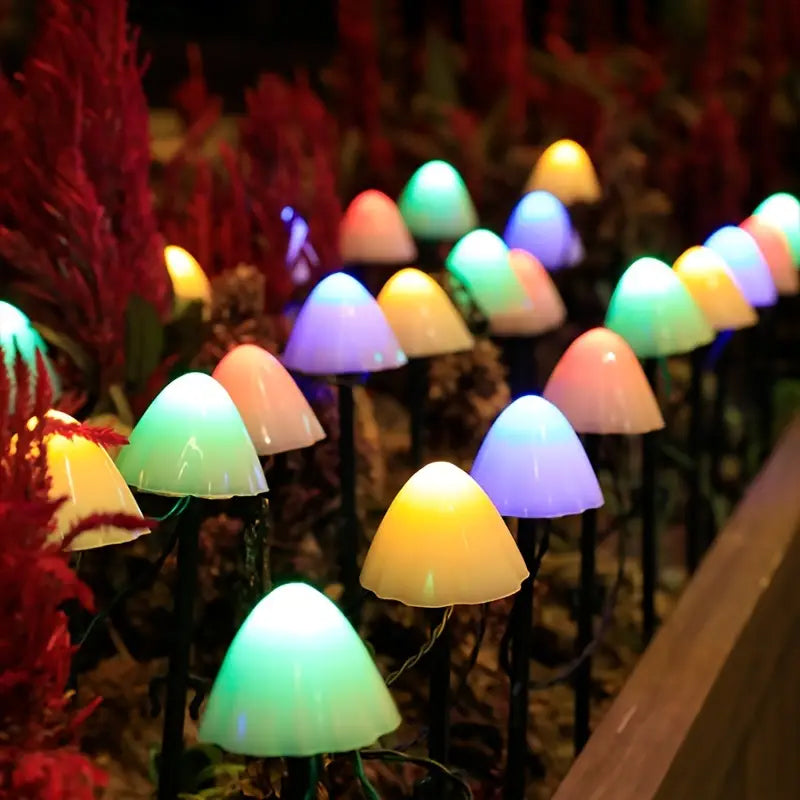 Led Solar String Lights Ground Plug Mushroom Lights