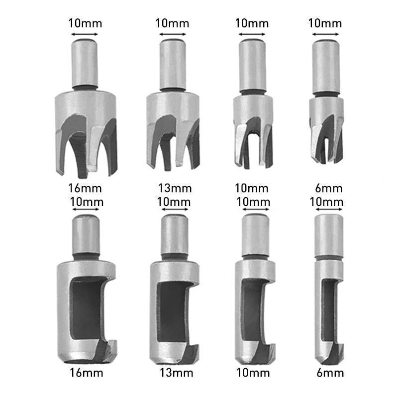 8 PCS Carbon Steel Plug Cutter Drill Bit Set(1/4'' ,3/8'' ,1/2'' ,5/8'')
