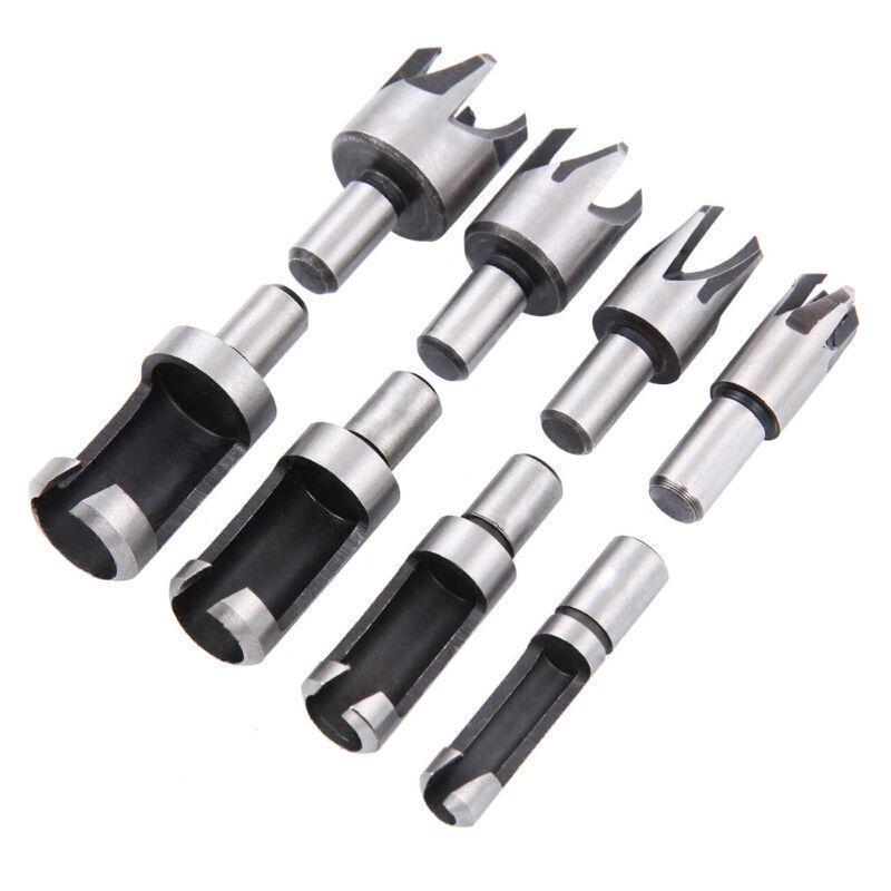 8 PCS Carbon Steel Plug Cutter Drill Bit Set(1/4'' ,3/8'' ,1/2'' ,5/8'')