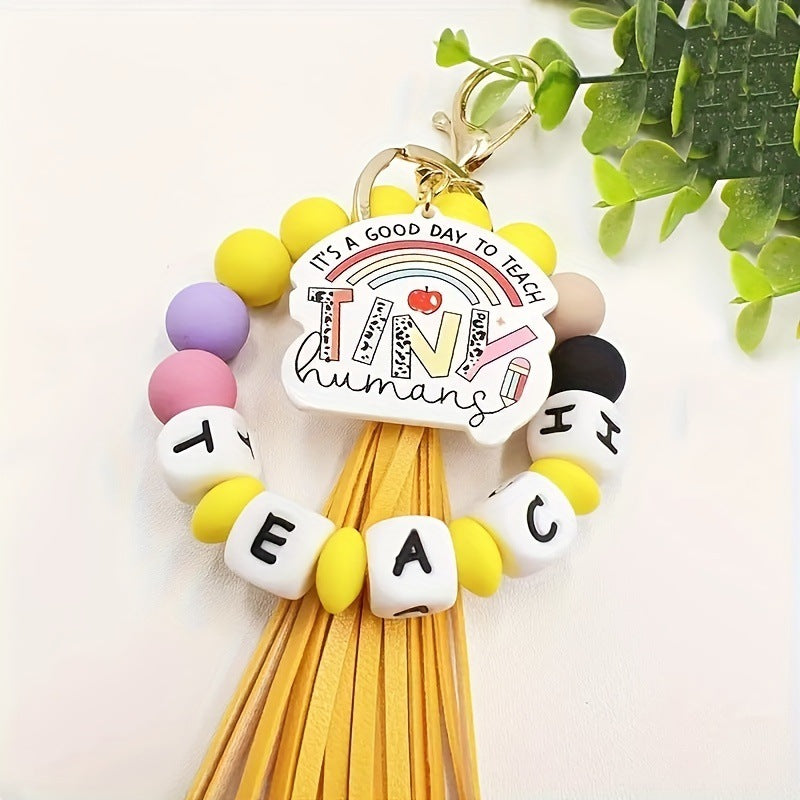Creative Letter Pattern Silicone Bracelet Keychain