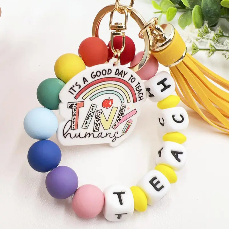 Creative Letter Pattern Silicone Bracelet Keychain