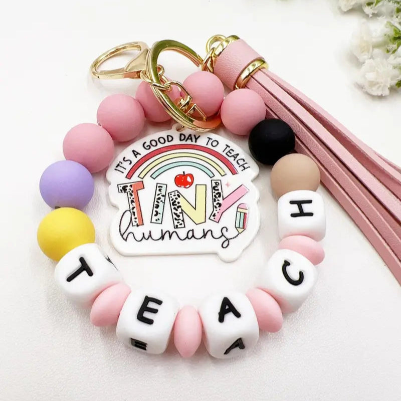 Creative Letter Pattern Silicone Bracelet Keychain