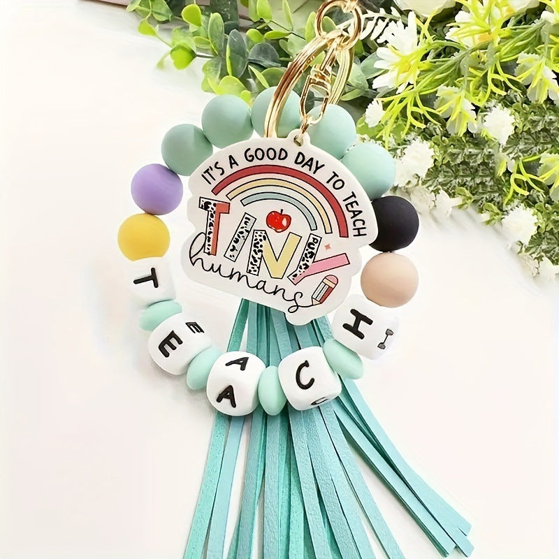 Creative Letter Pattern Silicone Bracelet Keychain
