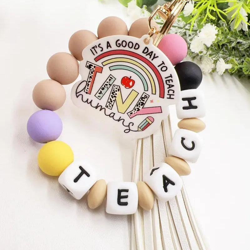 Creative Letter Pattern Silicone Bracelet Keychain