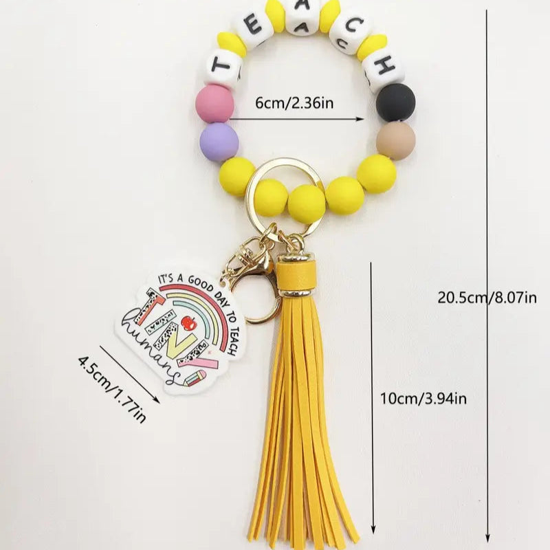 Creative Letter Pattern Silicone Bracelet Keychain