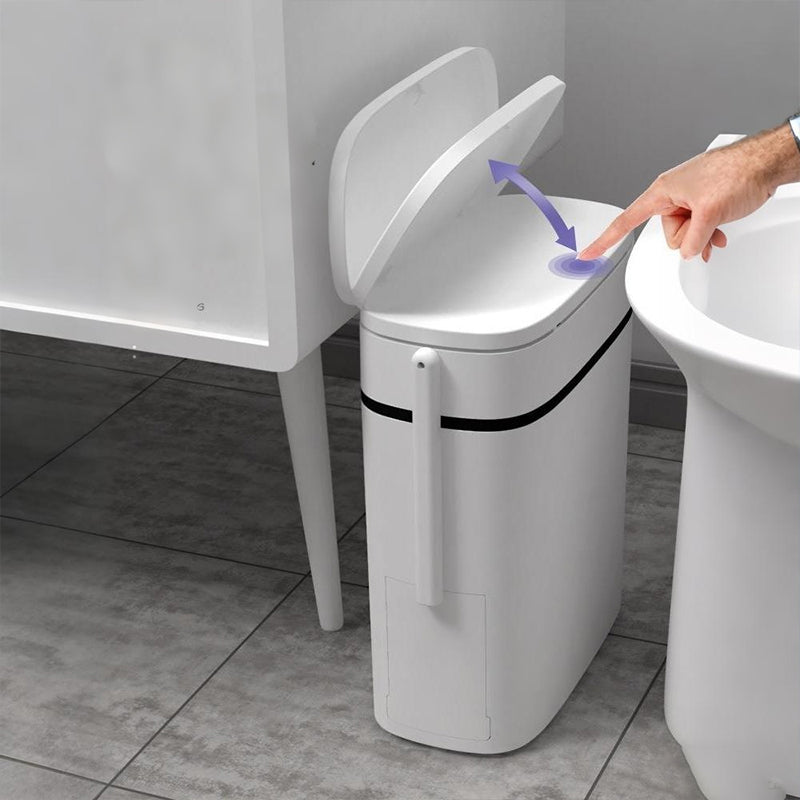 Slim Press-Lid Trash Can for Tight Spaces