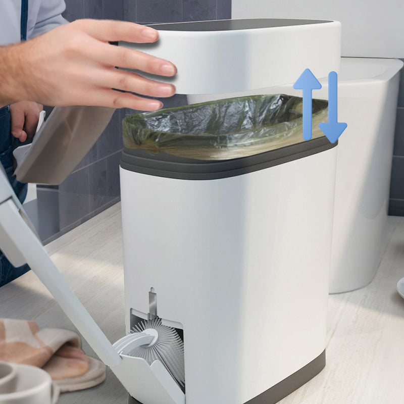 Slim Press-Lid Trash Can for Tight Spaces