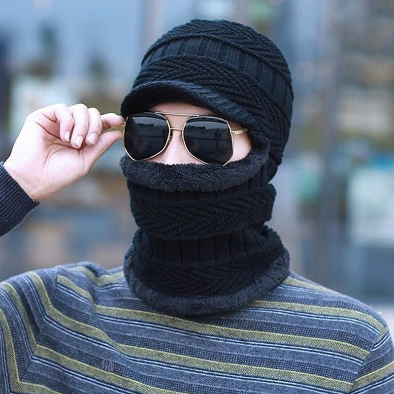 Knitted Visor Beanie Hat Winter Neck Warmer Balaclava