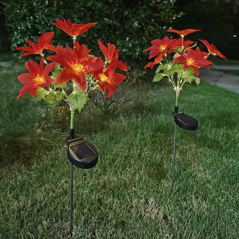 Landscape Decoration Poinsettia Solar Lamp