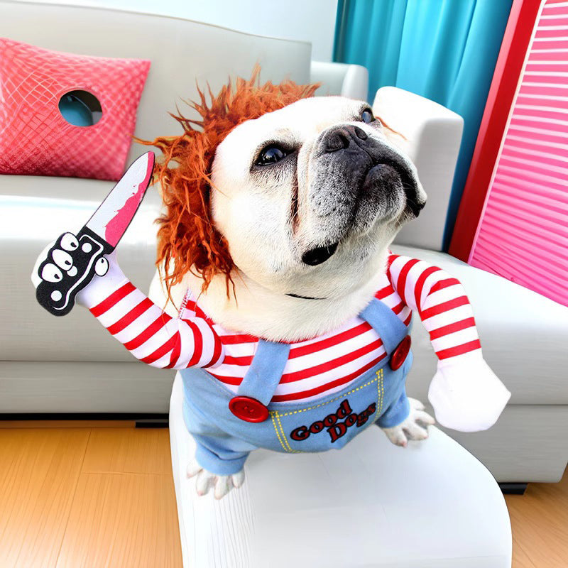 Pet Halloween 3D Clothes Deadly Doll Funny Transformation Costume