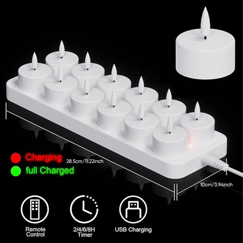 12-Piece Rechargeable LED Flameless Candle Set