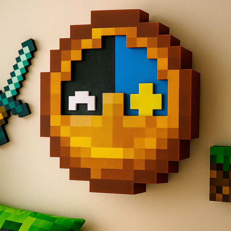 Minecraft Style Clock Desk Decor