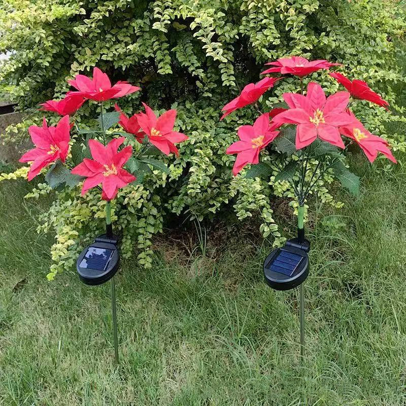 Landscape Decoration Poinsettia Solar Lamp