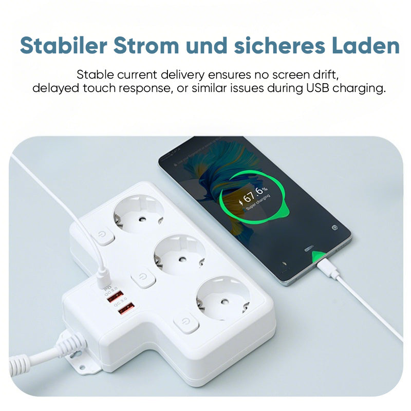 EU Power Adapter with 3 USB Ports
