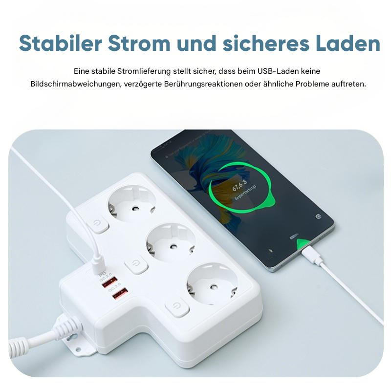 EU Power Adapter with 3 USB Ports