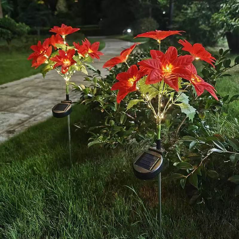 Landscape Decoration Poinsettia Solar Lamp