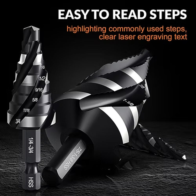 HSS Four-Flute Step Drill Bit Set