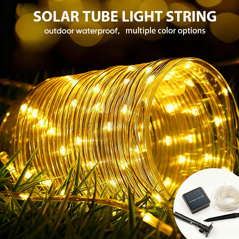 Solar-powered 8-function Waterproof LED Water Pipe Copper Wire Light String