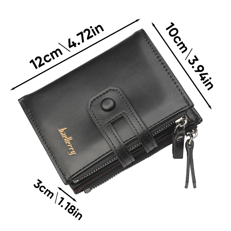Vintage Dual-Zipper RFID-Blocking Leather Wallet