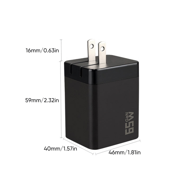 65 W GaN A+C Dual-Port-Schnellladeadapter mit einziehbarem Kabel
