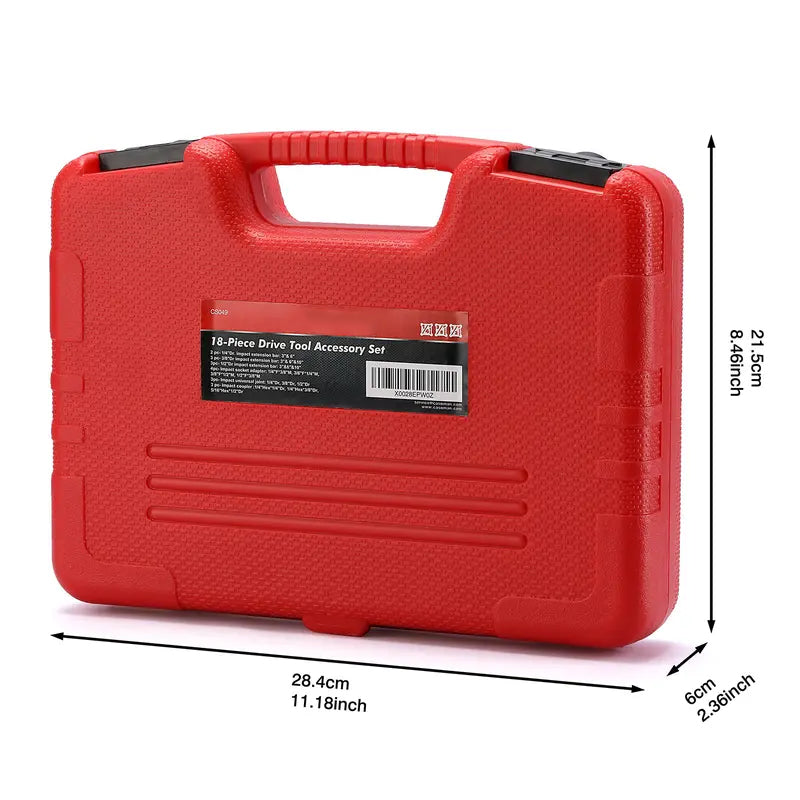 18-Piece CR-V Steel Socket Accessory Set