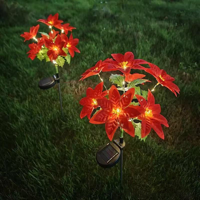 Landscape Decoration Poinsettia Solar Lamp