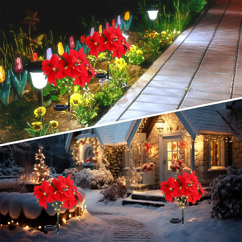 Landscape Decoration Poinsettia Solar Lamp