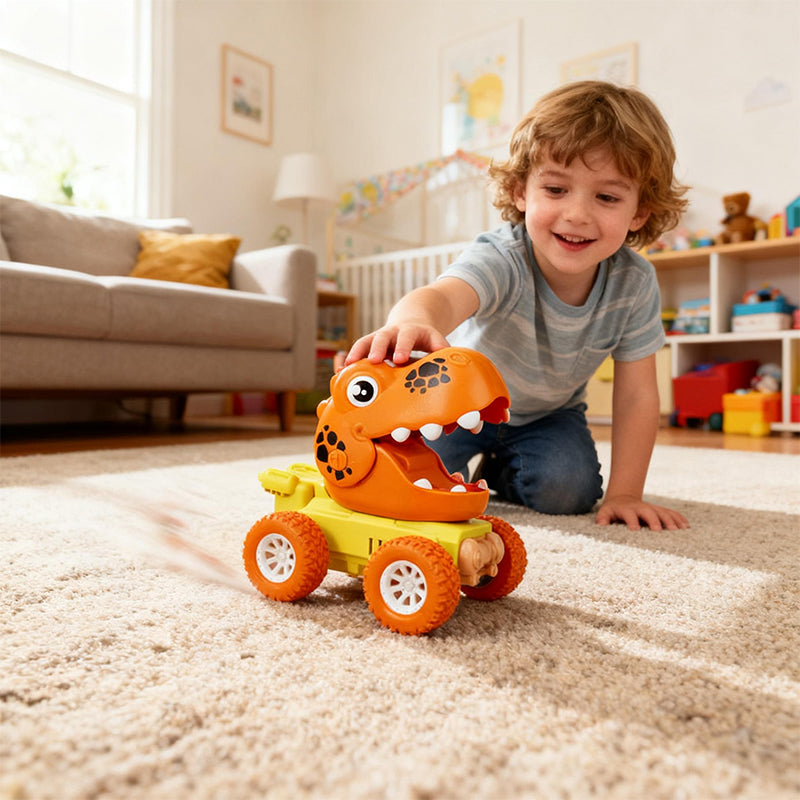 Inertia Press Dinosaur Car Toy