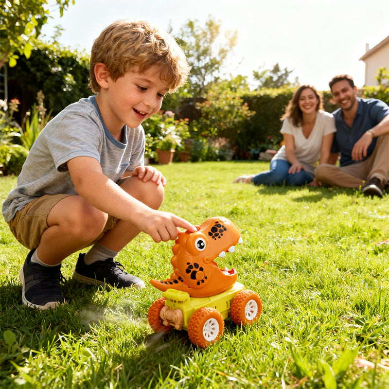 Inertia Press Dinosaur Car Toy