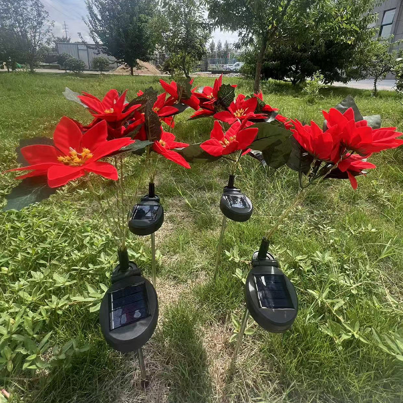Landscape Decoration Poinsettia Solar Lamp