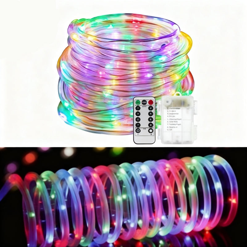 Solar-powered 8-function Waterproof LED Water Pipe Copper Wire Light String