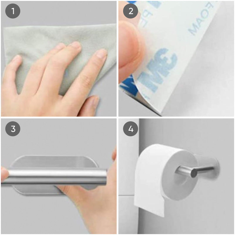 Wall-Mounted Toilet Paper Roll Holder with Phone Shelf
