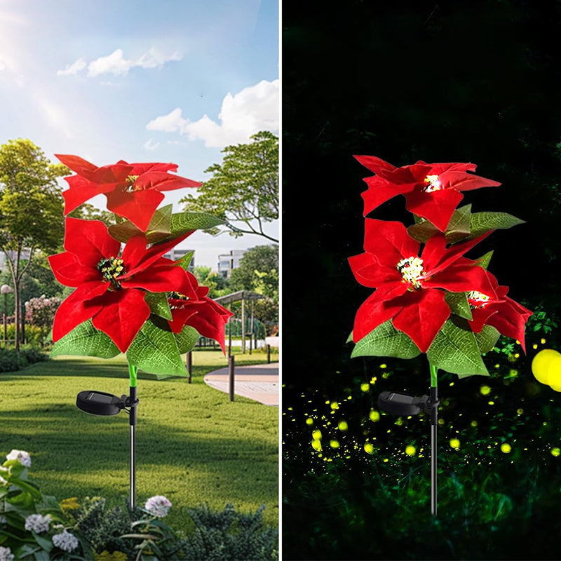 Landscape Decoration Poinsettia Solar Lamp