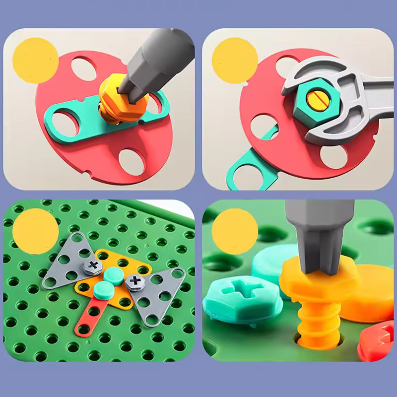 Children's DIY Puzzle Toy Toolbox with Drill Educational Assembly Playset