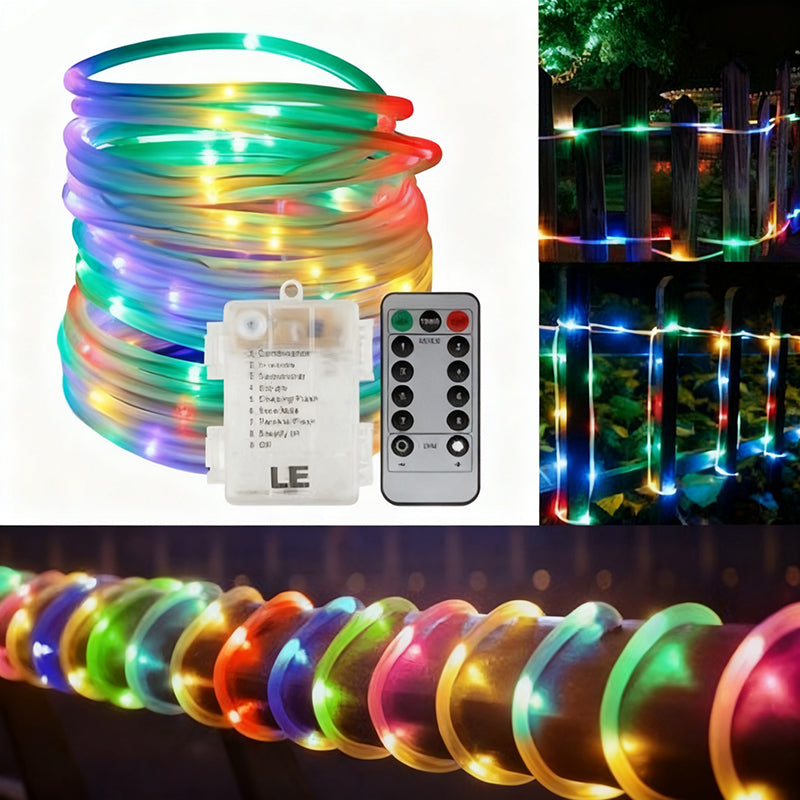Solar-powered 8-function Waterproof LED Water Pipe Copper Wire Light String