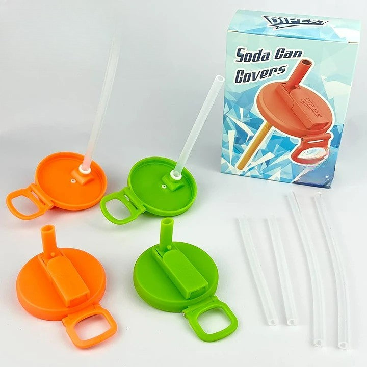 Soda Can Covers with Silicone Straws