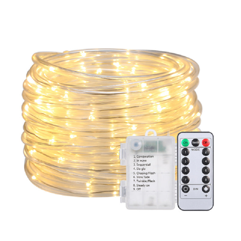 Solar-powered 8-function Waterproof LED Water Pipe Copper Wire Light String