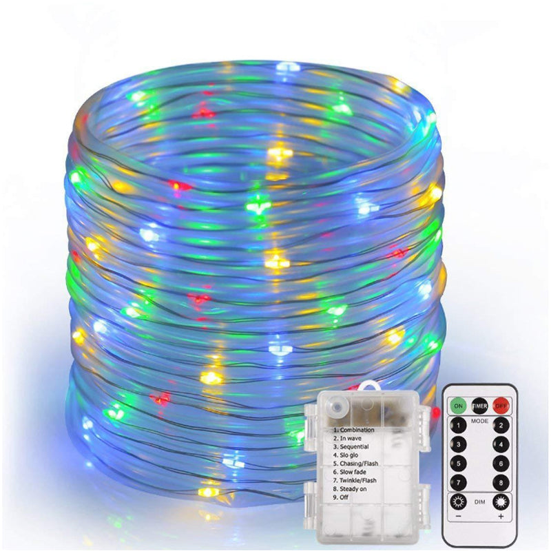 Solar-powered 8-function Waterproof LED Water Pipe Copper Wire Light String