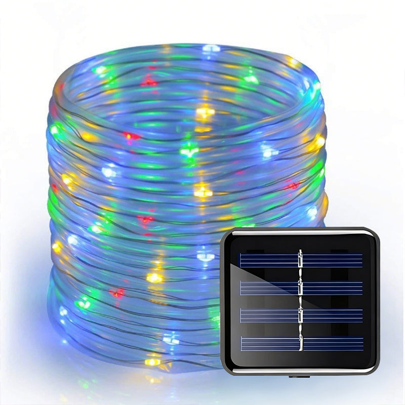 Solar-powered 8-function Waterproof LED Water Pipe Copper Wire Light String