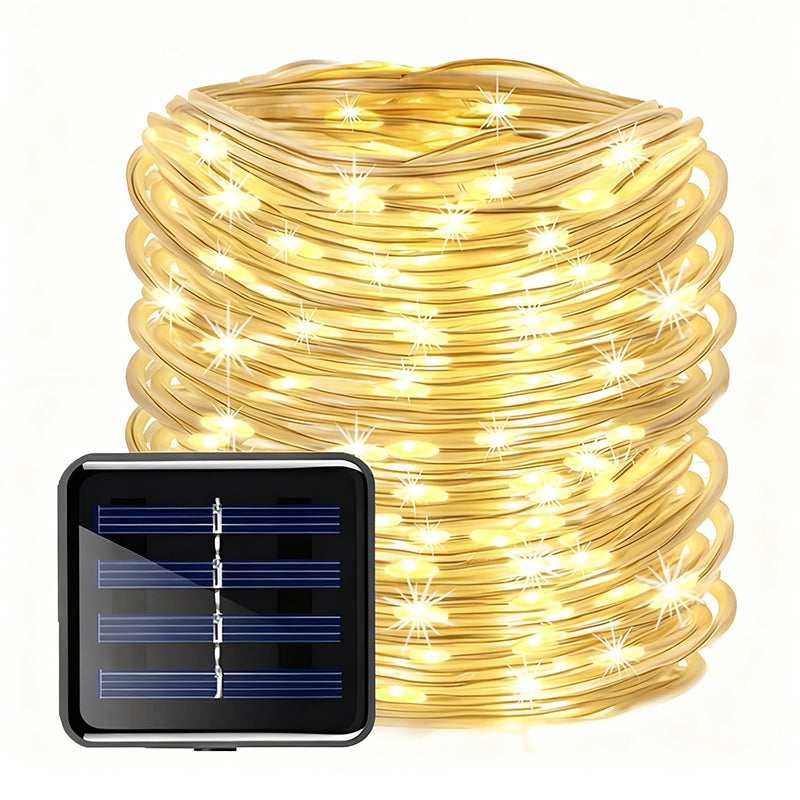 Solar-powered 8-function Waterproof LED Water Pipe Copper Wire Light String
