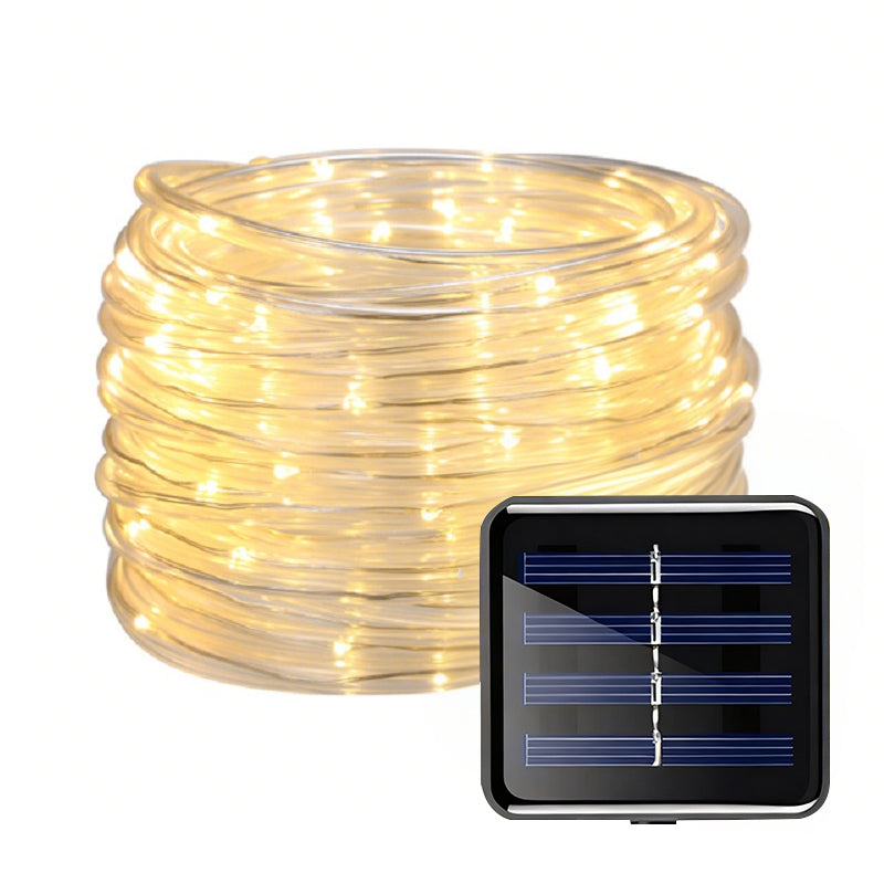 Solar-powered 8-function Waterproof LED Water Pipe Copper Wire Light String