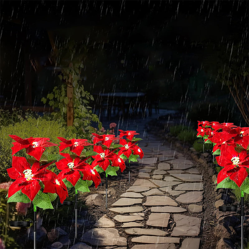 Landscape Decoration Poinsettia Solar Lamp