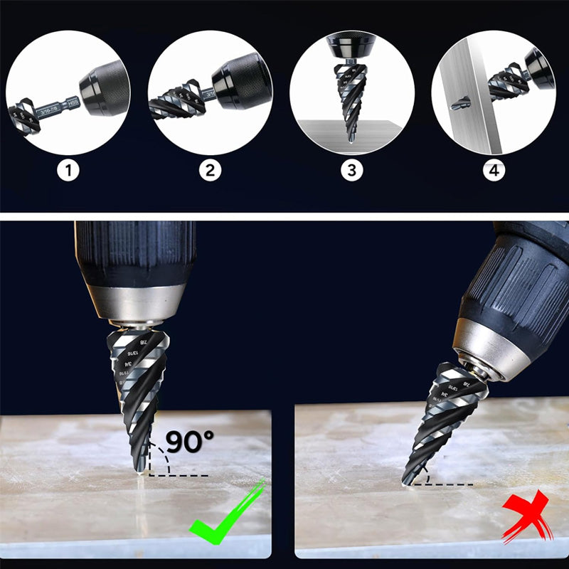 HSS Four-Flute Step Drill Bit Set