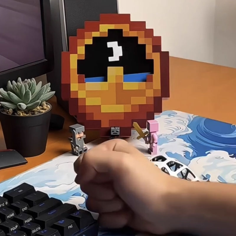 Minecraft Style Clock Desk Decor