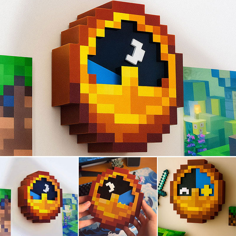 Minecraft Style Clock Desk Decor