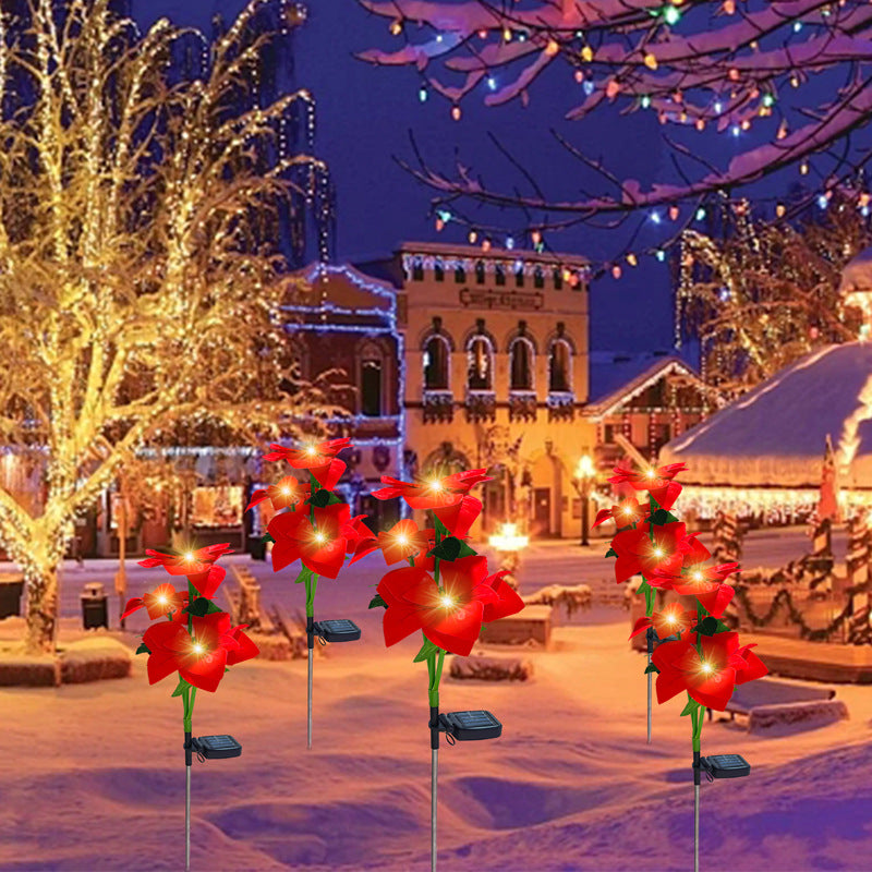 Solar Christmas Flower Lights – Outdoor Decorative Garden Stake Lamps for Holiday Ambiance