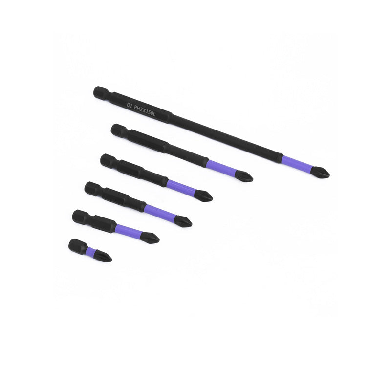 Purple non-slip screwdriver bits set