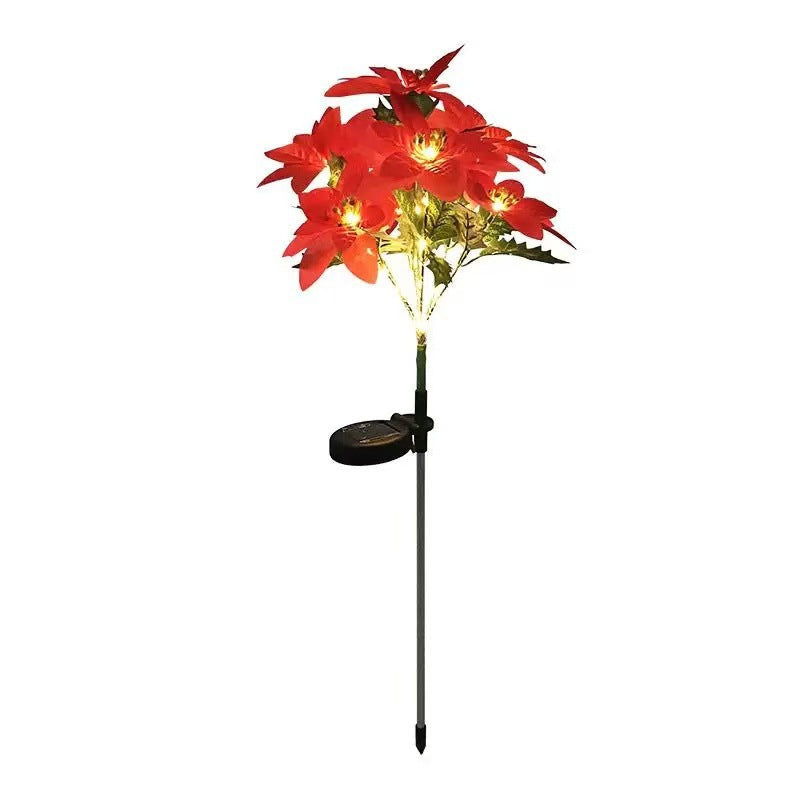 Landscape Decoration Poinsettia Solar Lamp