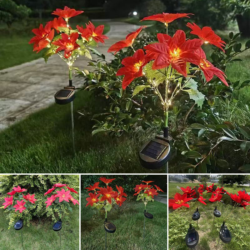 Landscape Decoration Poinsettia Solar Lamp